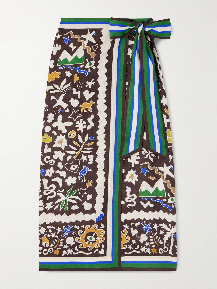 Maroc printed linen wrap skirt by ALEMAIS