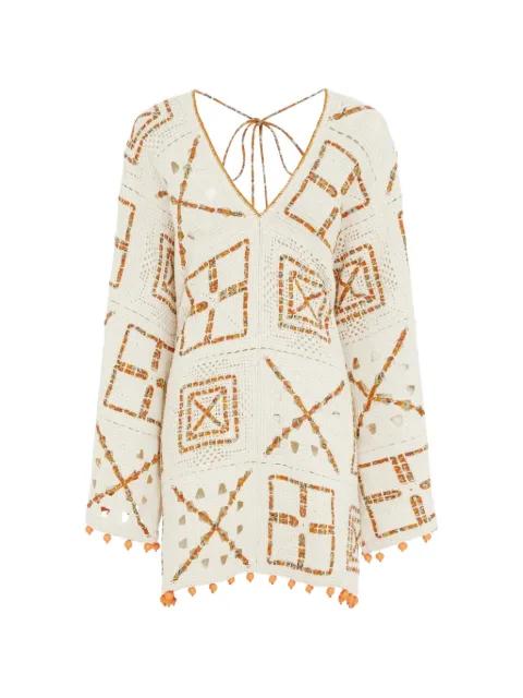Marva crochet pom-pom mini dress by ALEMAIS