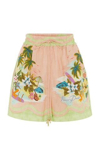 Mermaid Point Printed Linen Shorts by ALEMAIS
