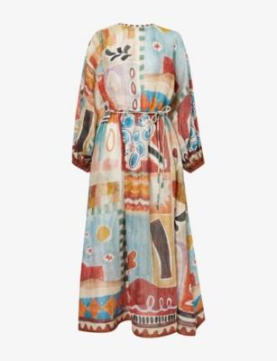 Michelle Belted Ramie Midi Dress by ALEMAIS