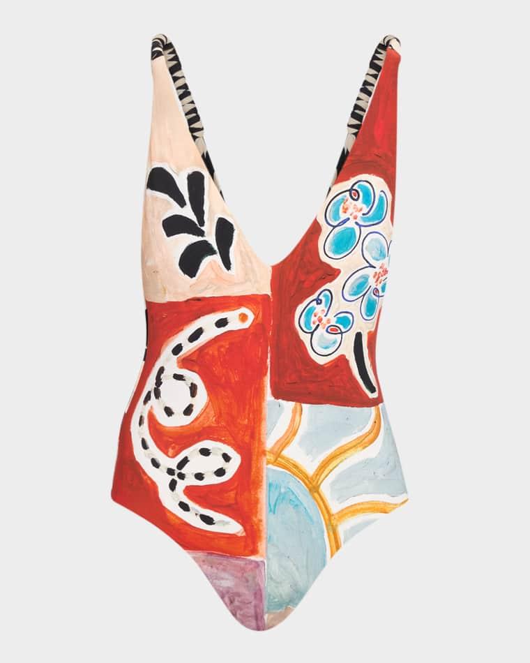 Michelle V-Neck One-Piece Swimsuit by ALEMAIS