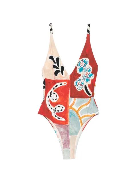 Michelle V-neck printed swimsuit by ALEMAIS