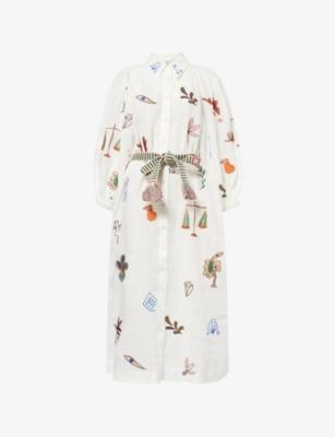 Mina Embroidered Ramie Midi Dress by ALEMAIS
