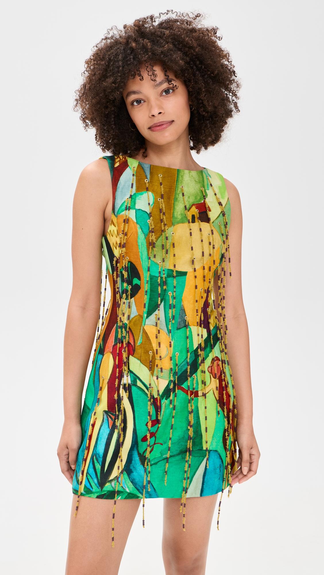 Mokshini Beaded Fringe Mini Dress by ALEMAIS