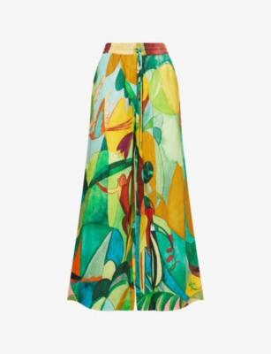 Mokshini Printed Wide-Leg Linen Trousers by ALEMAIS