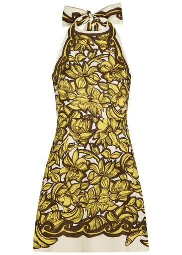 Mona printed halterneck hemp mini dress by ALEMAIS