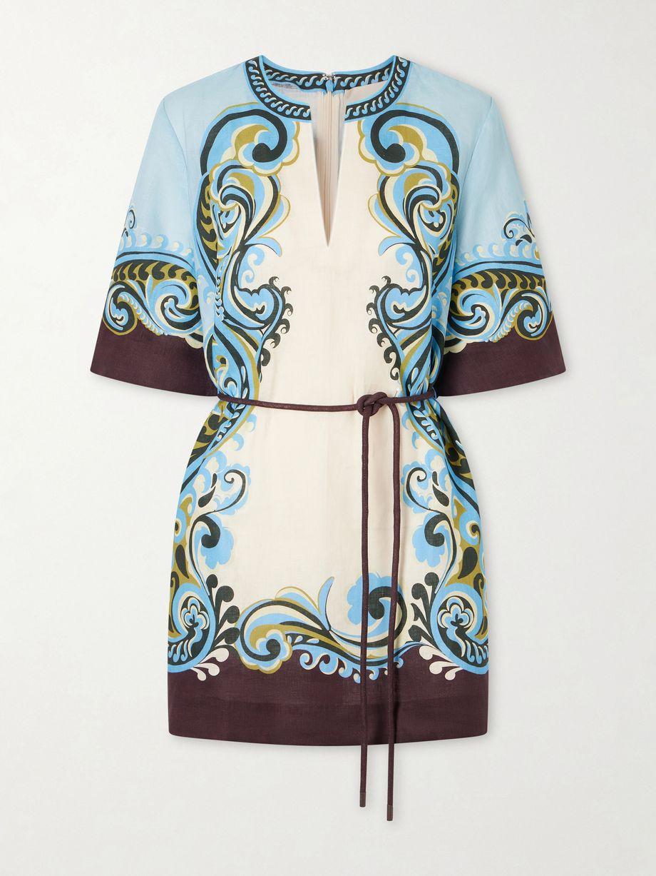 Natalia printed linen mini dress by ALEMAIS