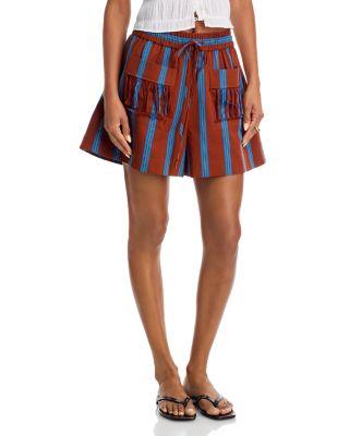 Noura Fringe Trim Swim Cover-Up Shorts by ALEMAIS