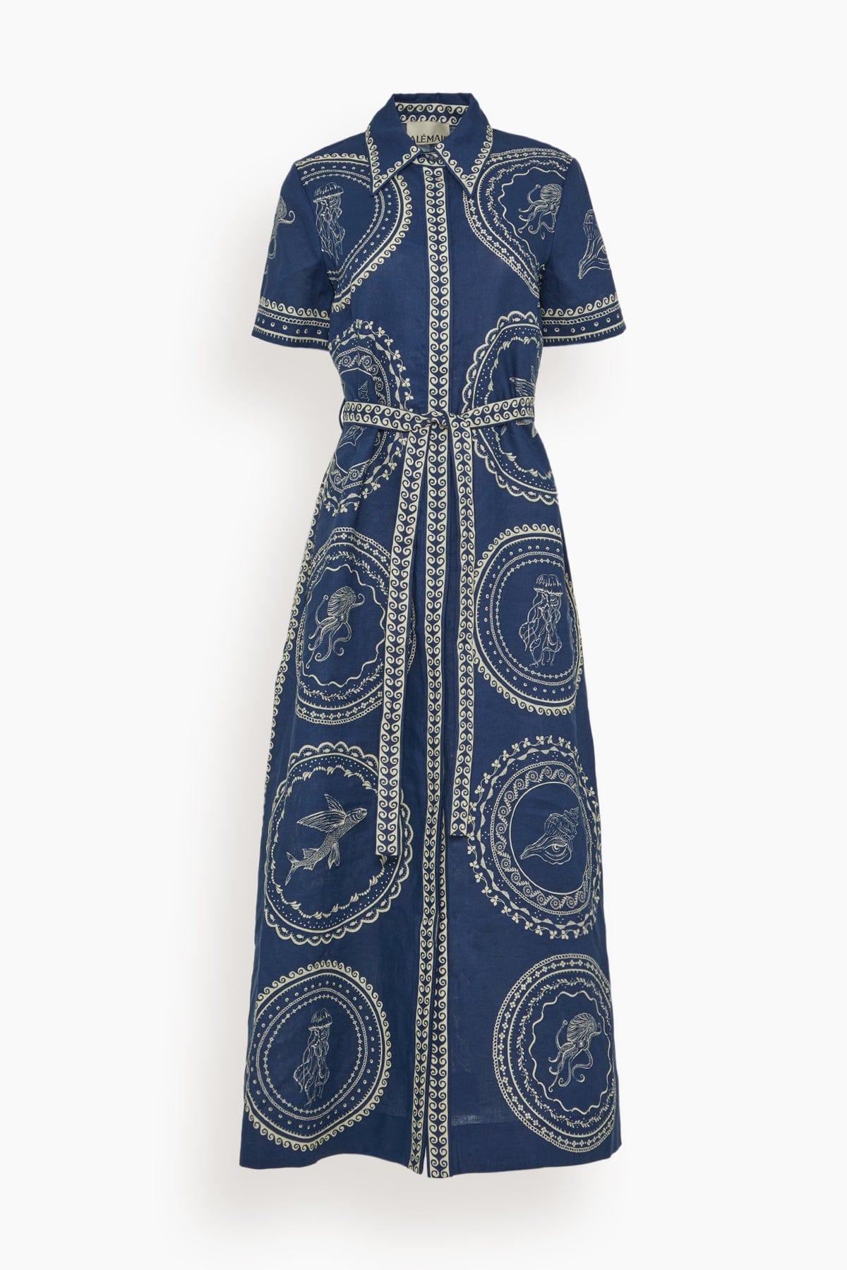 Oceane Linen Shirtdress in Navy (TS) by ALEMAIS