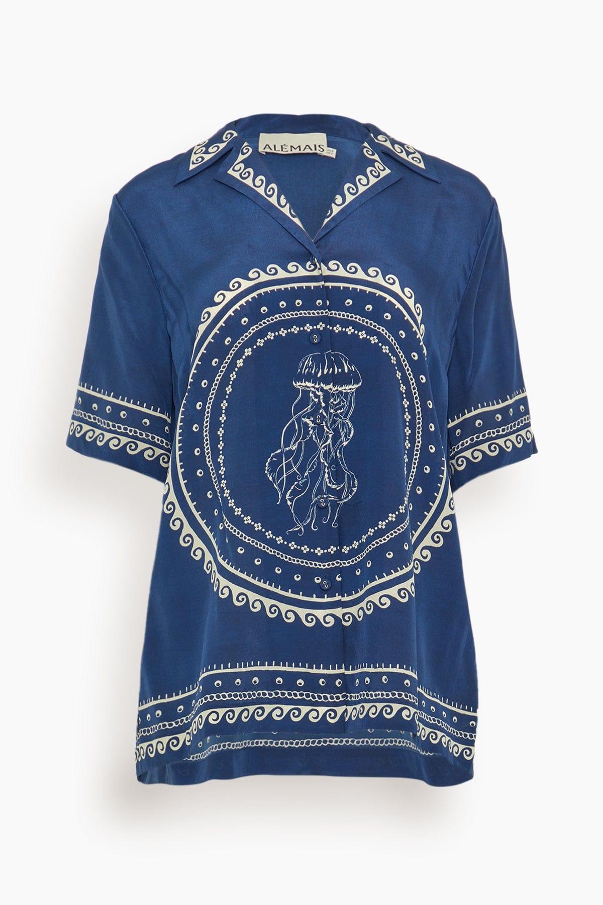 Oceane Silk Shirt in Blue (TS) by ALEMAIS