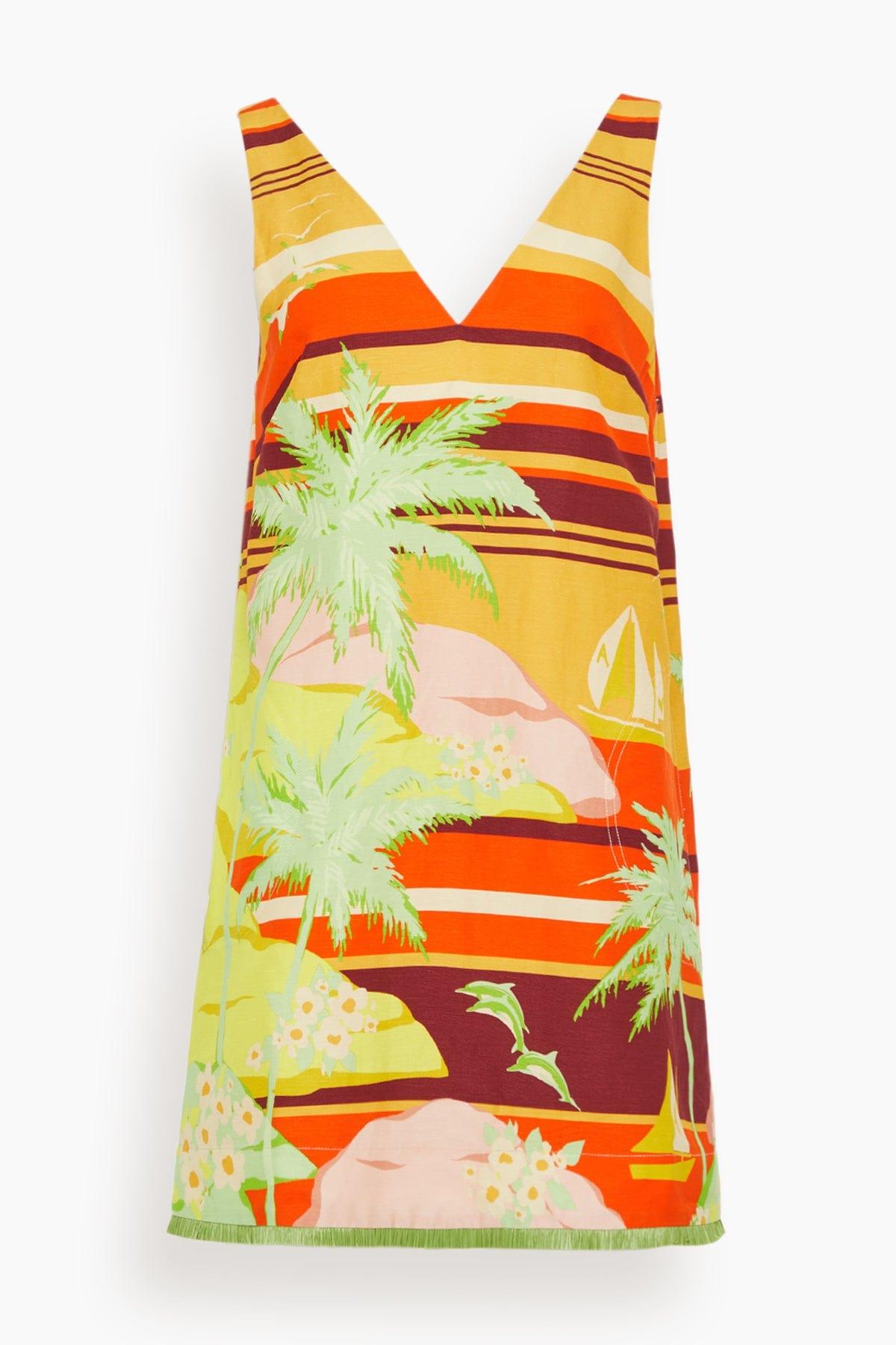 Palm Island V Neck Mini Dress in Multi (TS) by ALEMAIS