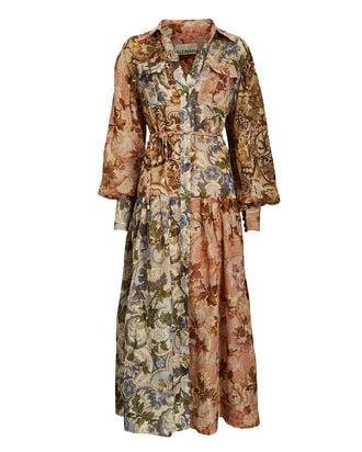 Phillipa Belted Floral Midi Shirt Dress by ALEMAIS