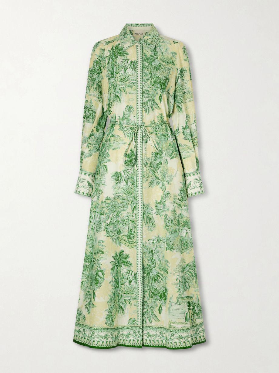 Sara belted printed cotton and silk-blend maxi dress by ALEMAIS