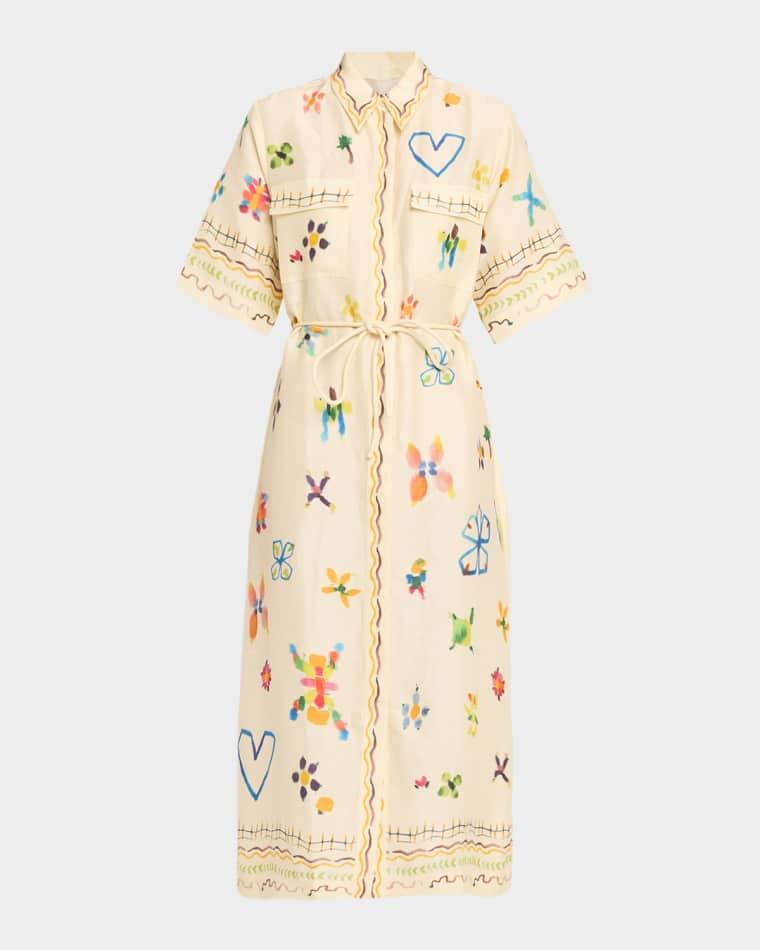 Sidi Printed Linen-Blend Midi Shirtdress by ALEMAIS