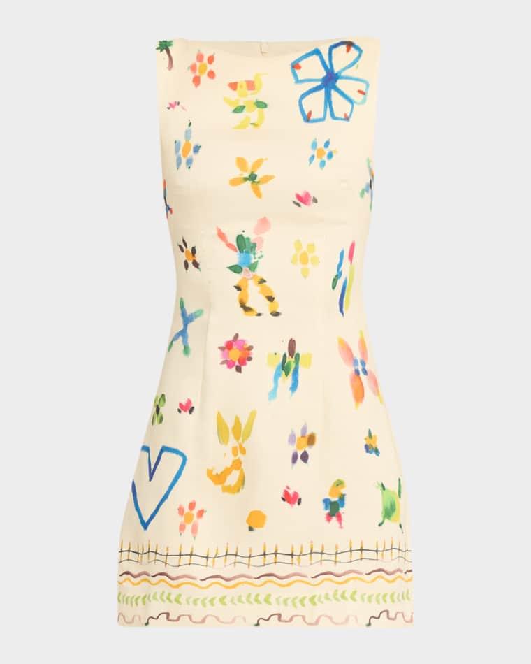 Sidi Sleeveless Floral Linen-Blend Mini Dress by ALEMAIS