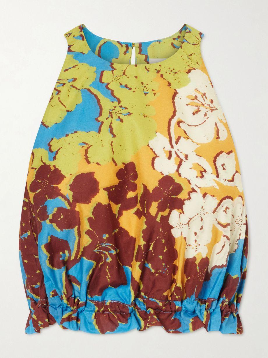 Splice cropped floral-print cotton and silk-blend top by ALEMAIS