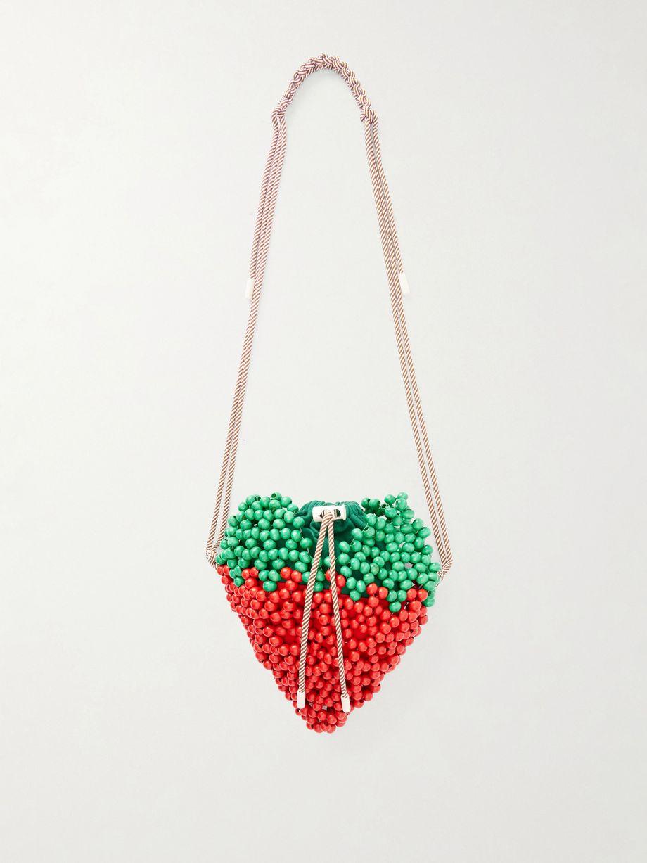 Strawberry beaded wood shoulder bag by ALEMAIS