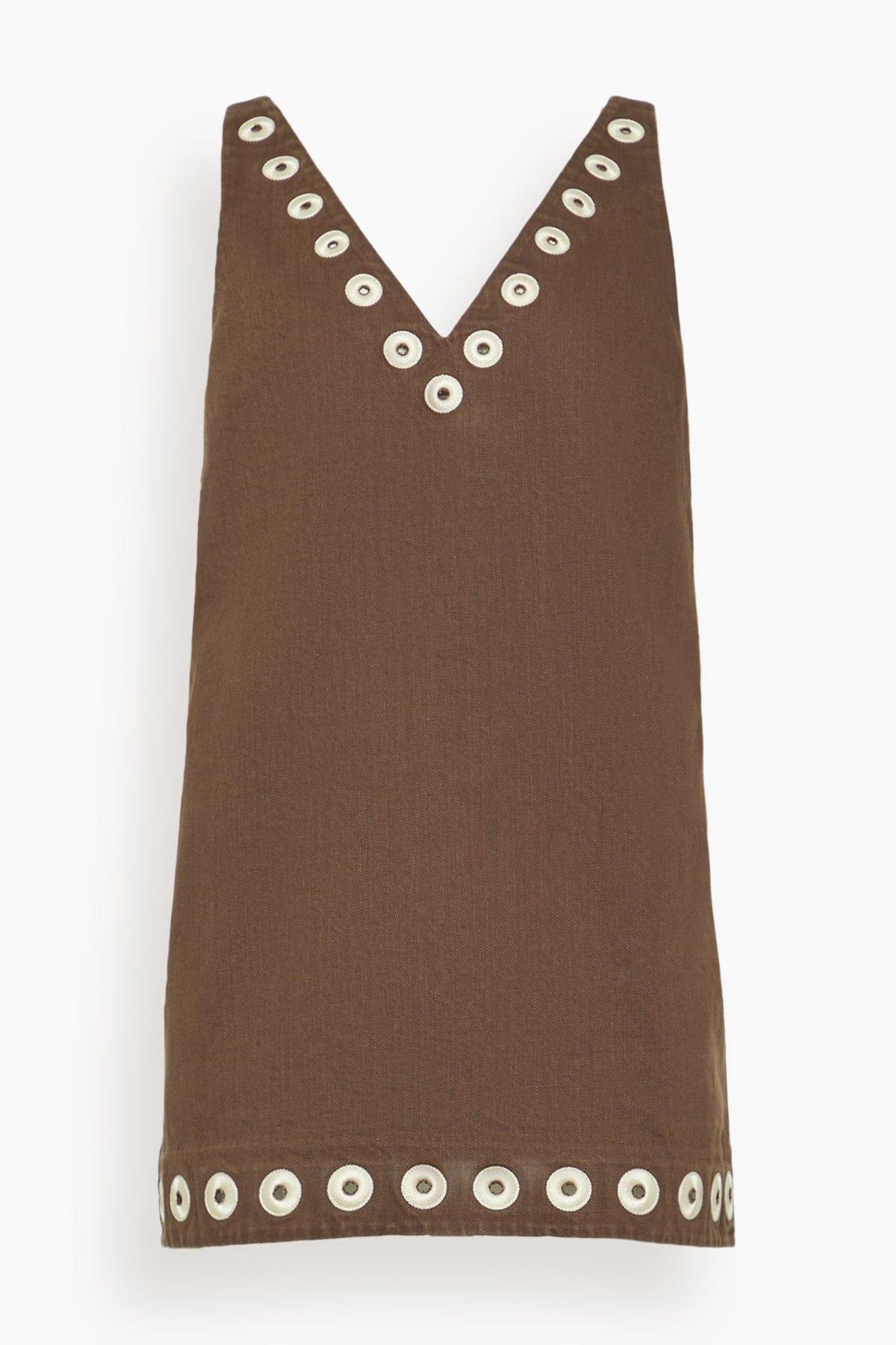 Tobe Denim Mini Dress in Chocolate by ALEMAIS