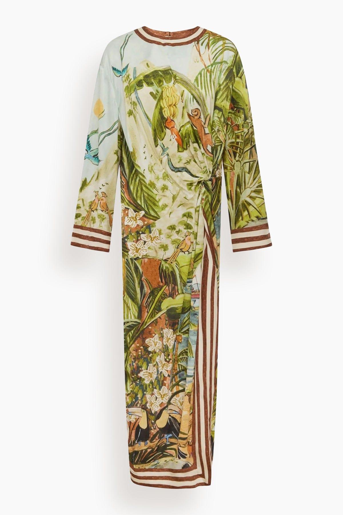 Toucan Tango Silk Midi Dress in Multi by ALEMAIS