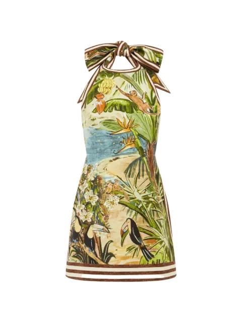 Toucan Tango halter printed mini dress by ALEMAIS