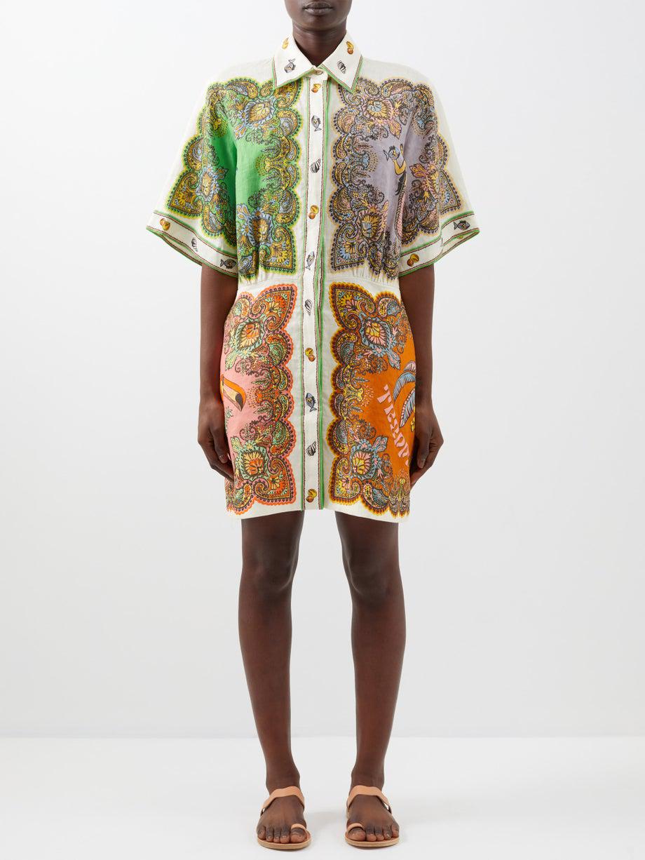 Trippy Troppo printed linen shirt dress by ALEMAIS