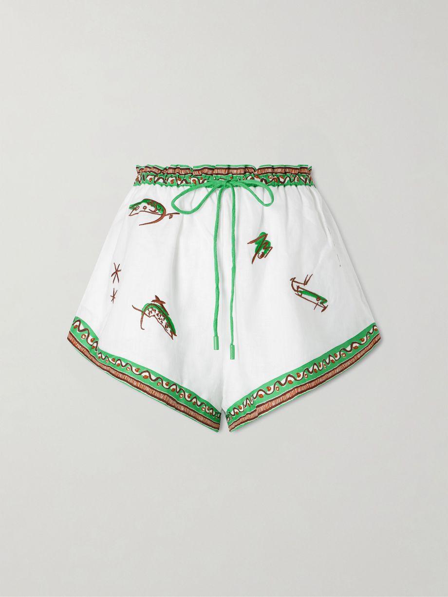 Wanda embroidered linen shorts by ALEMAIS