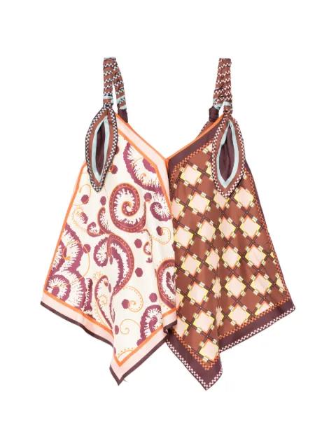 Wilson mixed-print handkerchief-hem top by ALEMAIS
