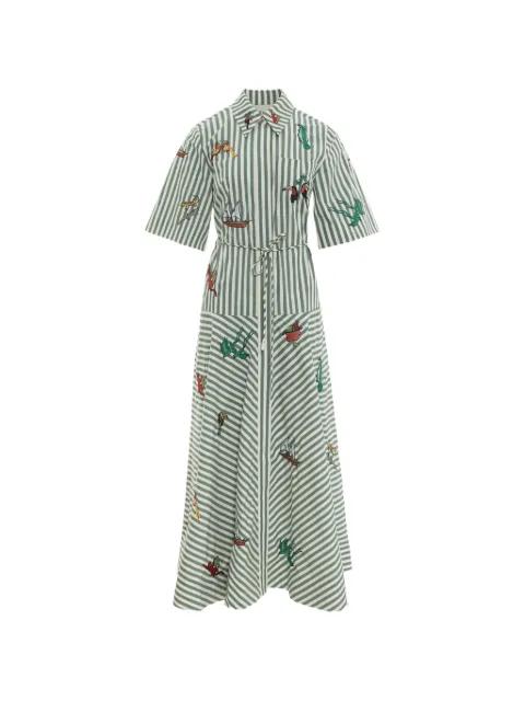 embroidered striped shirt dress by ALEMAIS