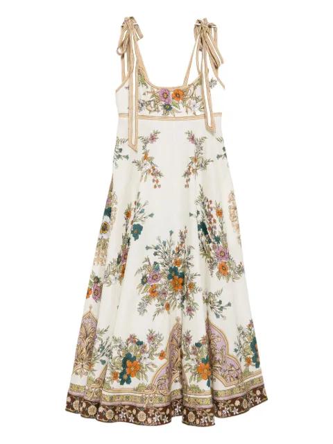 floral tie-strap midi dress by ALEMAIS