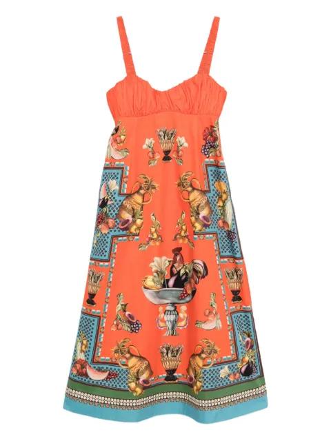 fruit-print smocked dress by ALEMAIS