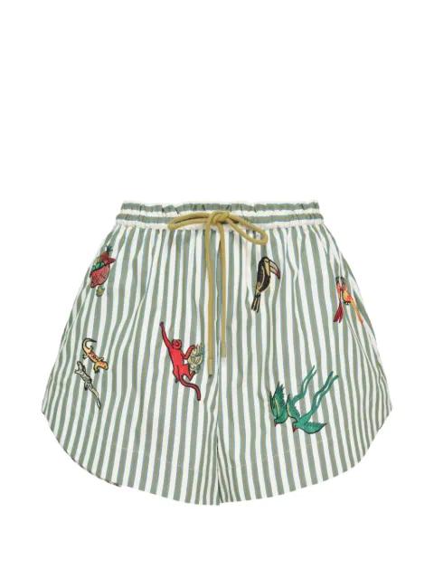 x Mokshini embroidered striped shorts by ALEMAIS