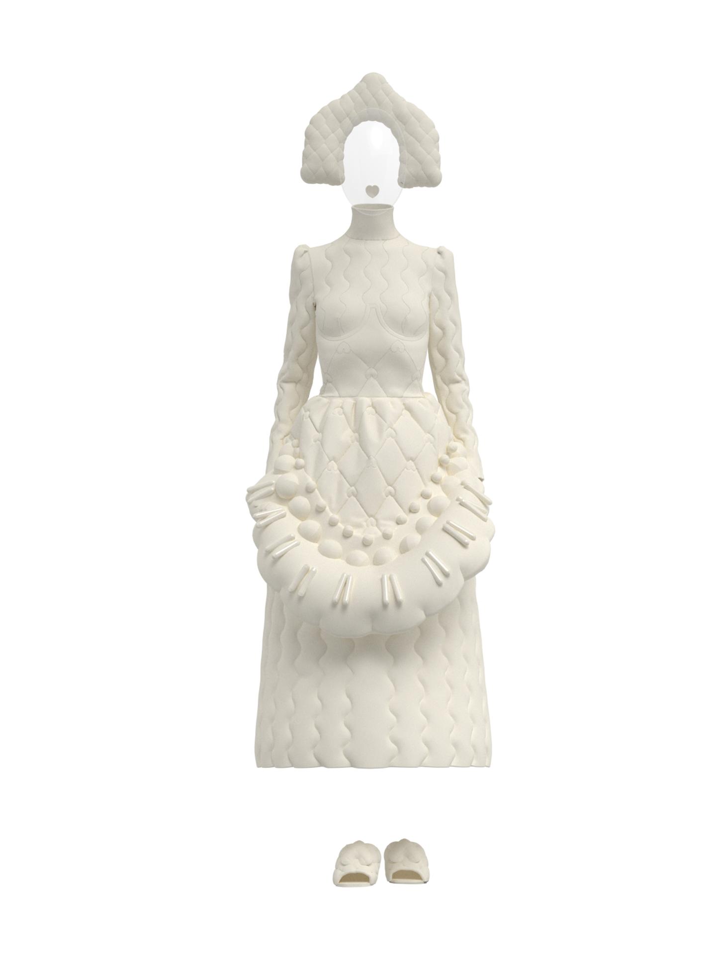 Dress with apron by ALENA AKHMADULLINA