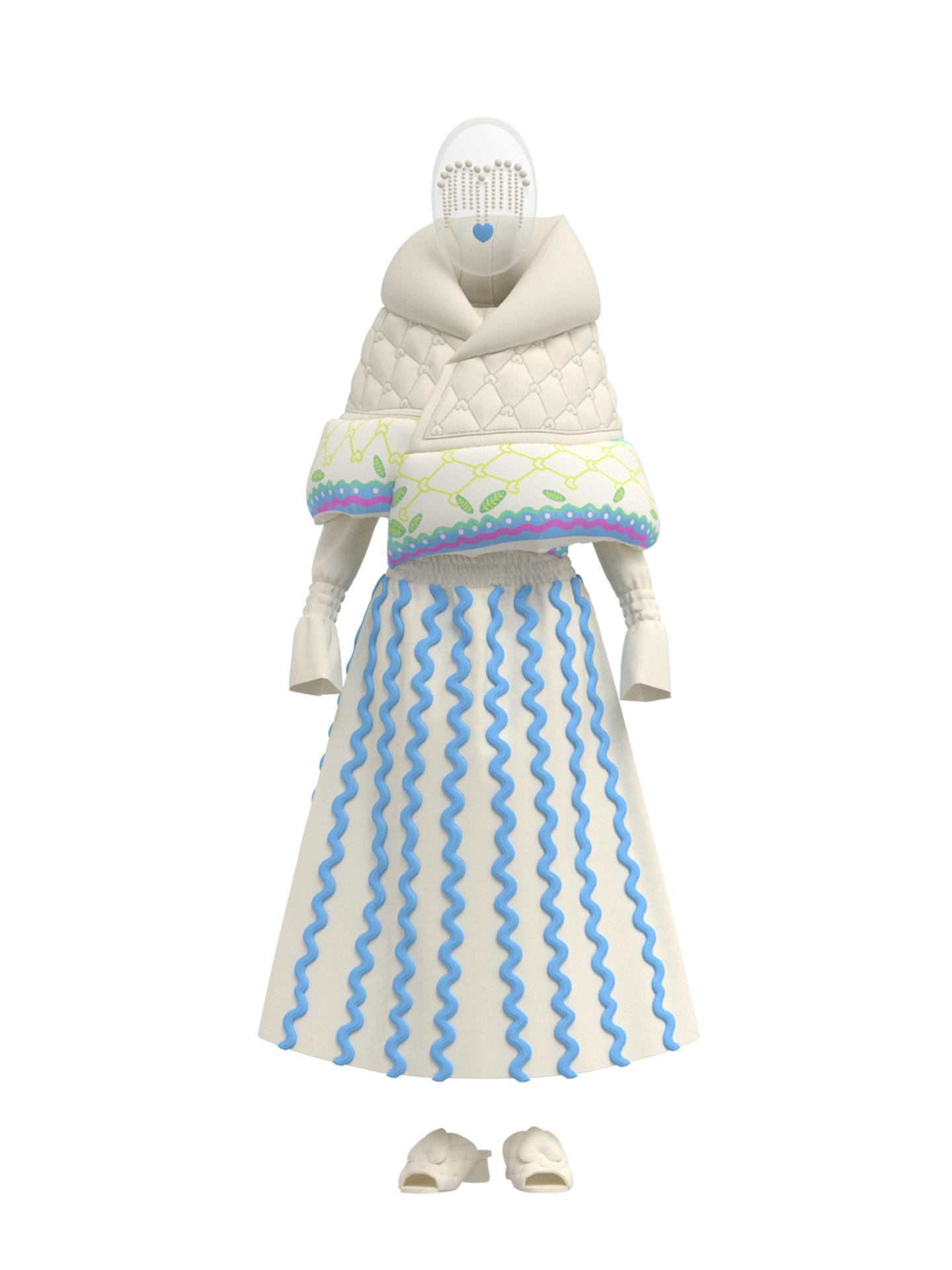 Dress with blue zigzag by ALENA AKHMADULLINA