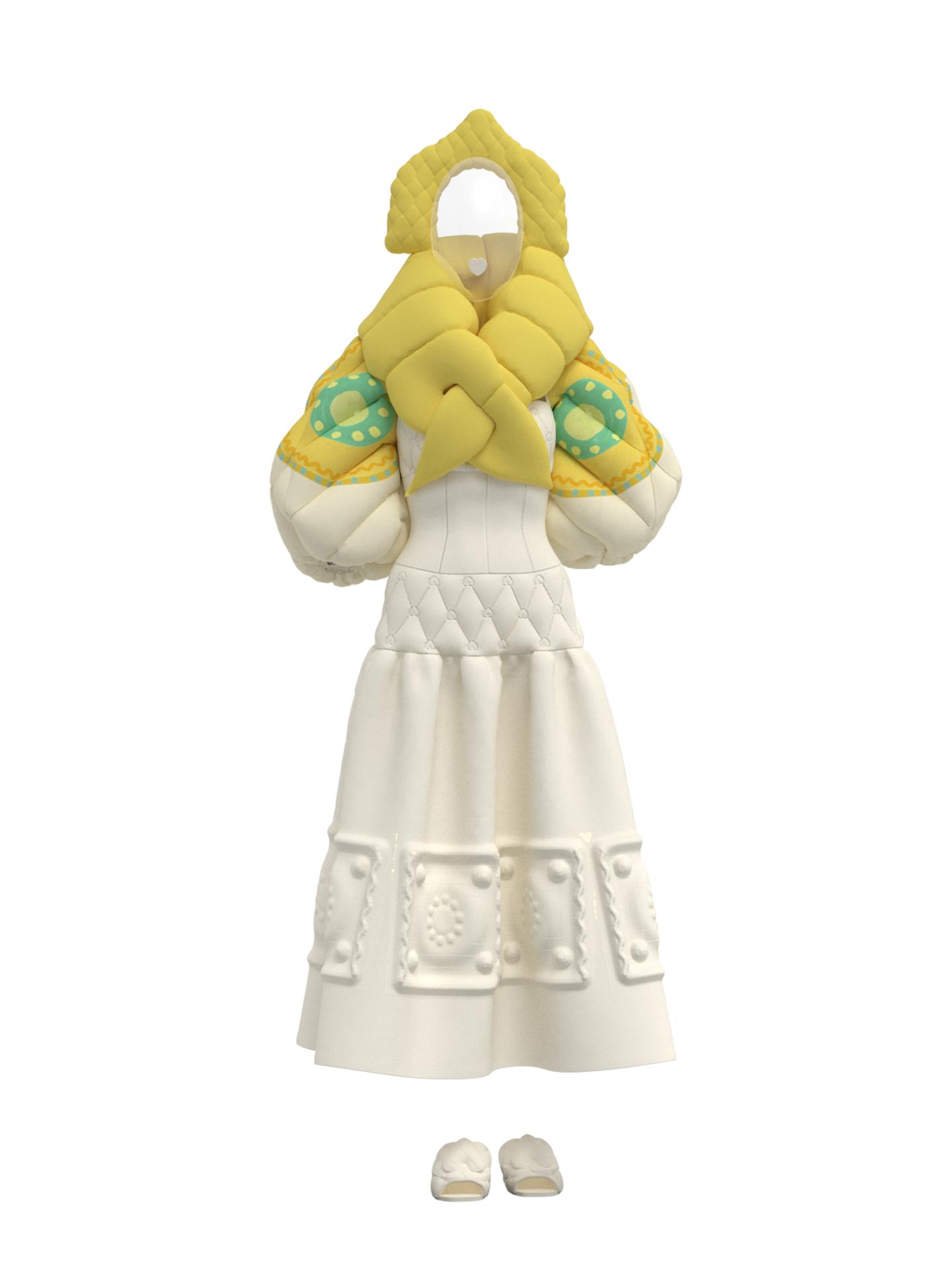 Dress with yellow scarf by ALENA AKHMADULLINA