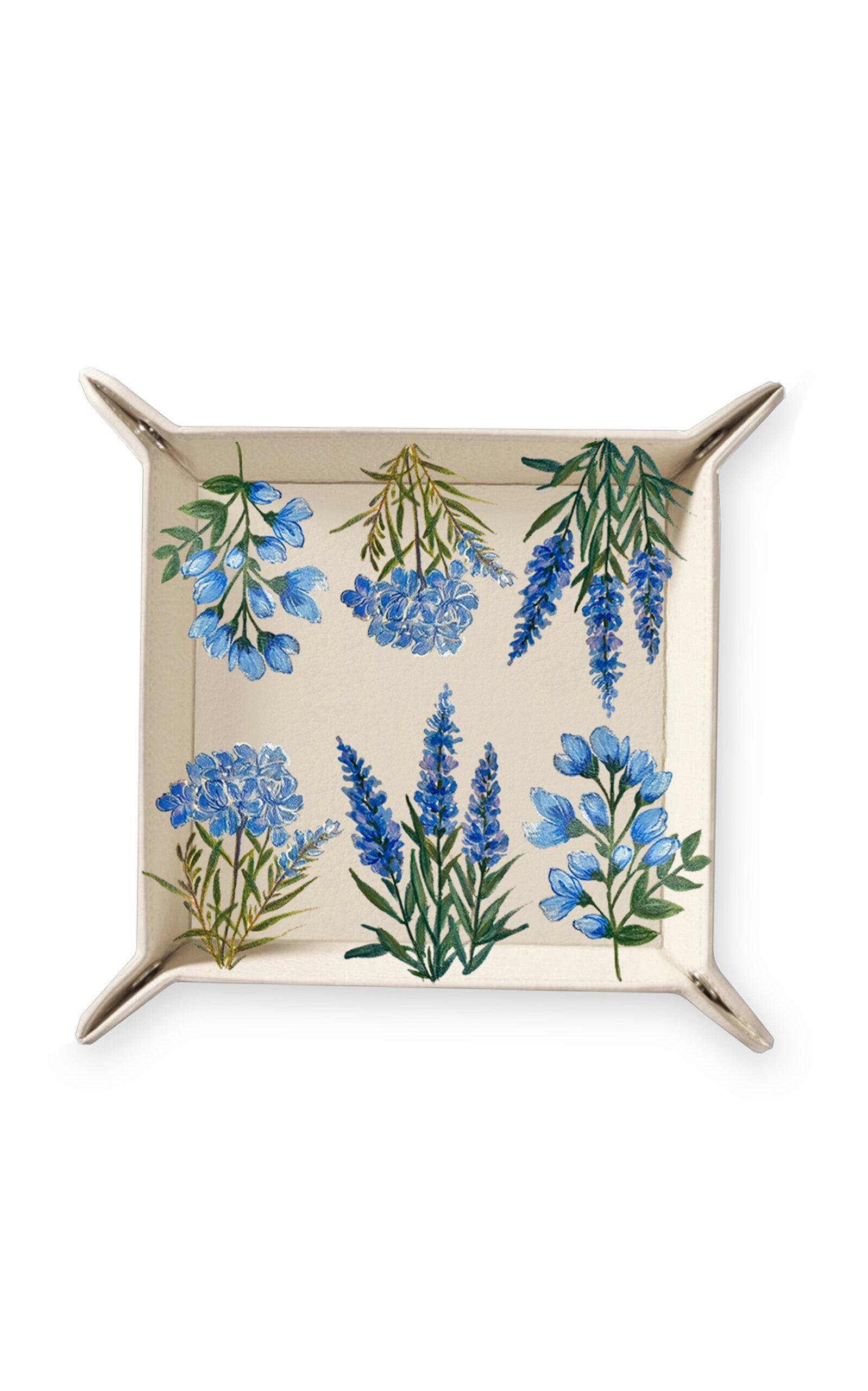 Alepel - Fantasy Leaves Faux Leather Tray - Blue - Moda Operandi by ALEPEL