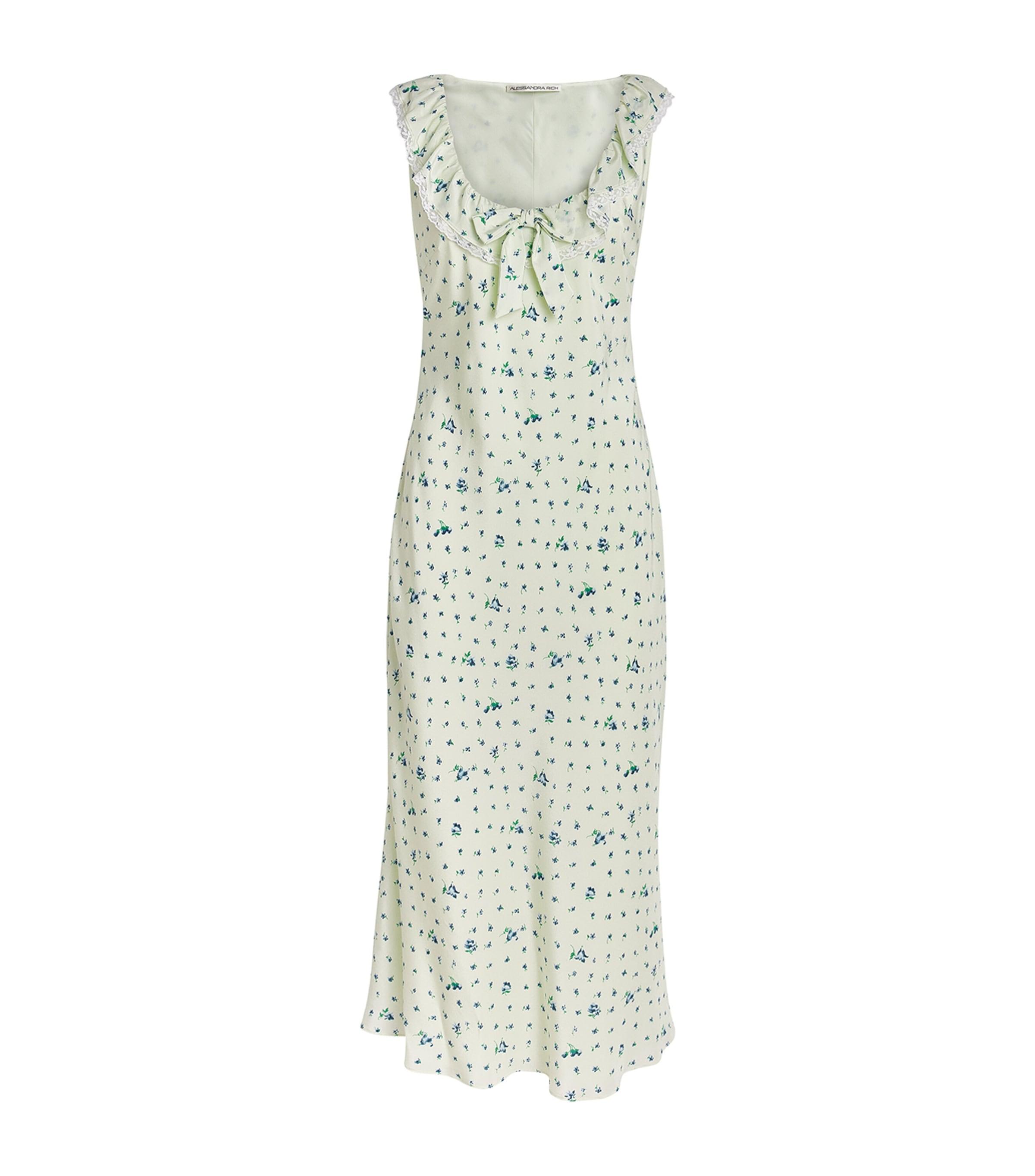 Alessandra Rich Silk Lace-Trim Maxi Dress by ALESSANDRA RICH