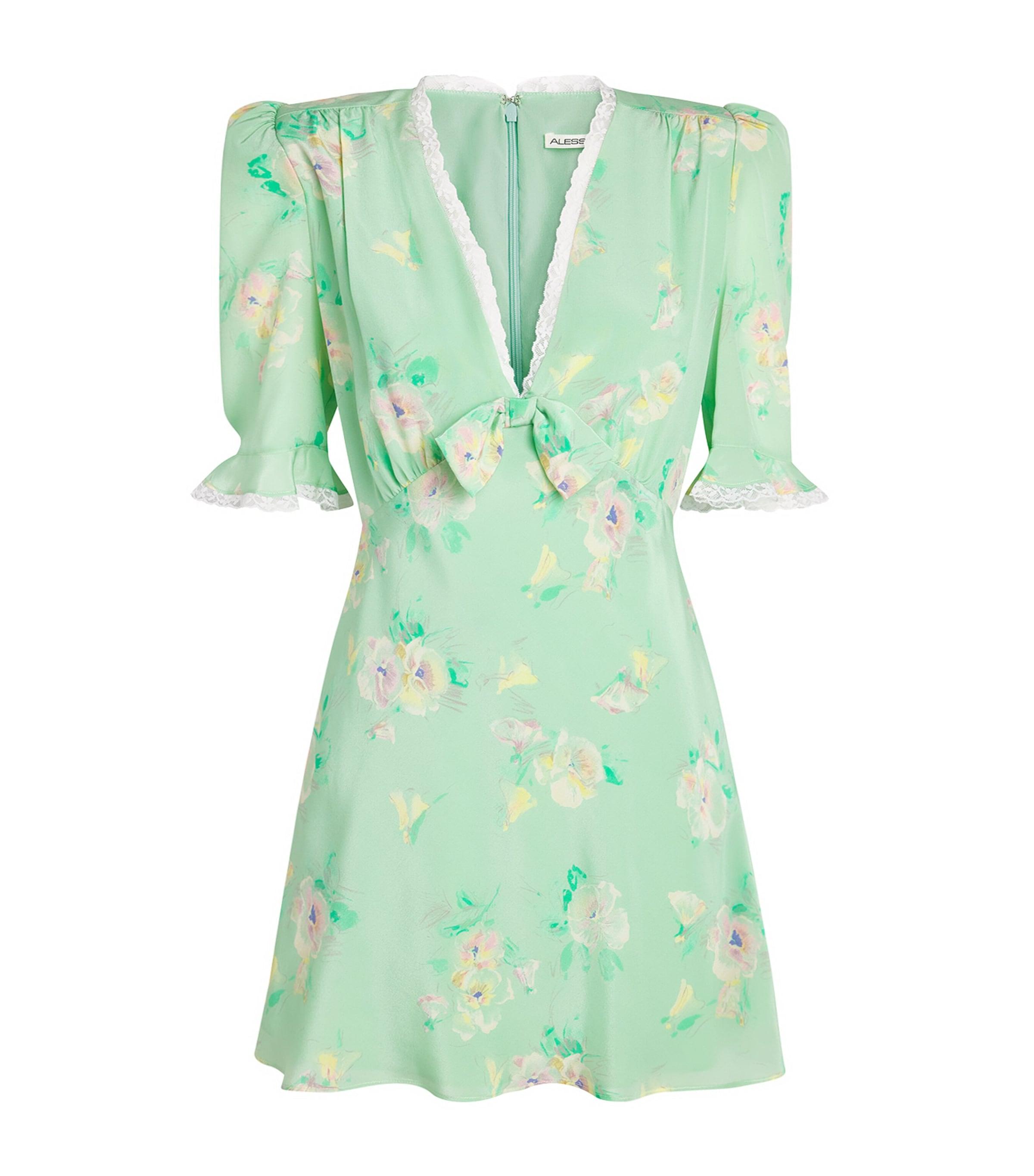 Alessandra Rich Silk Lace-Trim Mini Dress by ALESSANDRA RICH