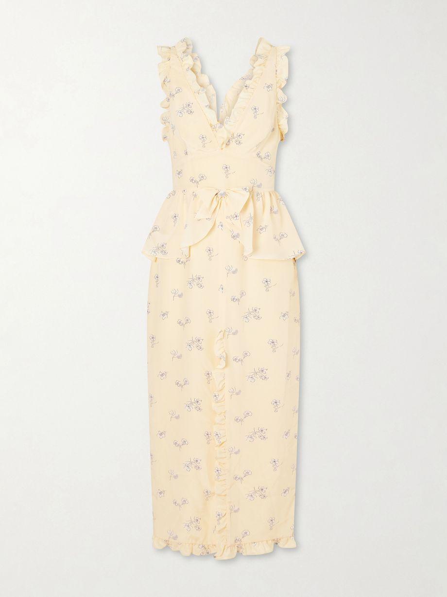 Bow-embellished floral-print silk midi dress by ALESSANDRA RICH
