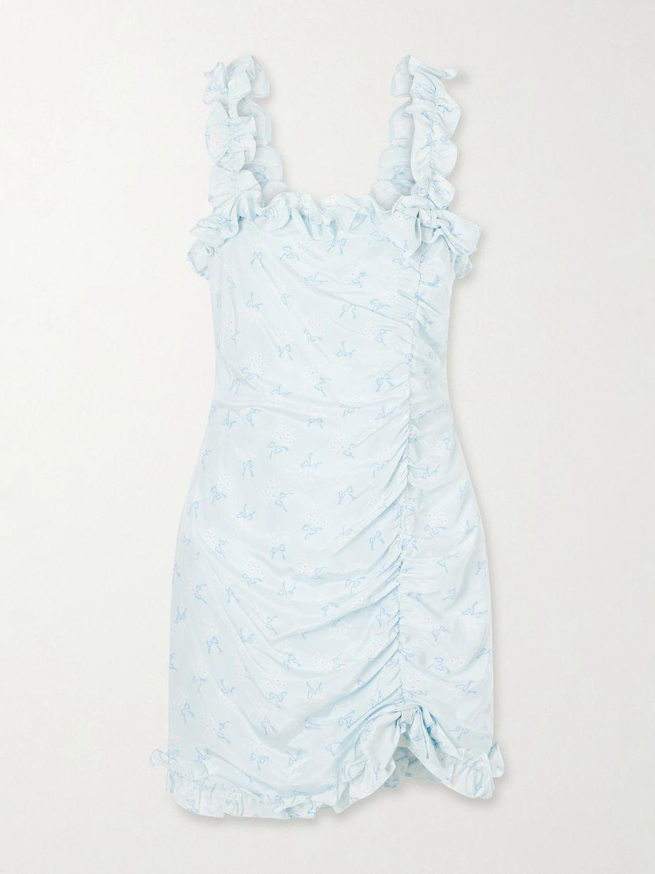Bow-embellished floral-print silk-satin mini dress by ALESSANDRA RICH