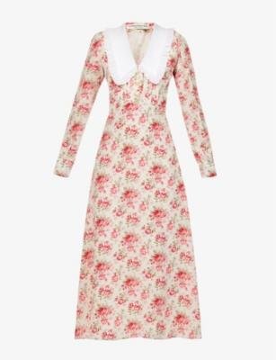 Floral-print contrast-trim silk maxi dress by ALESSANDRA RICH