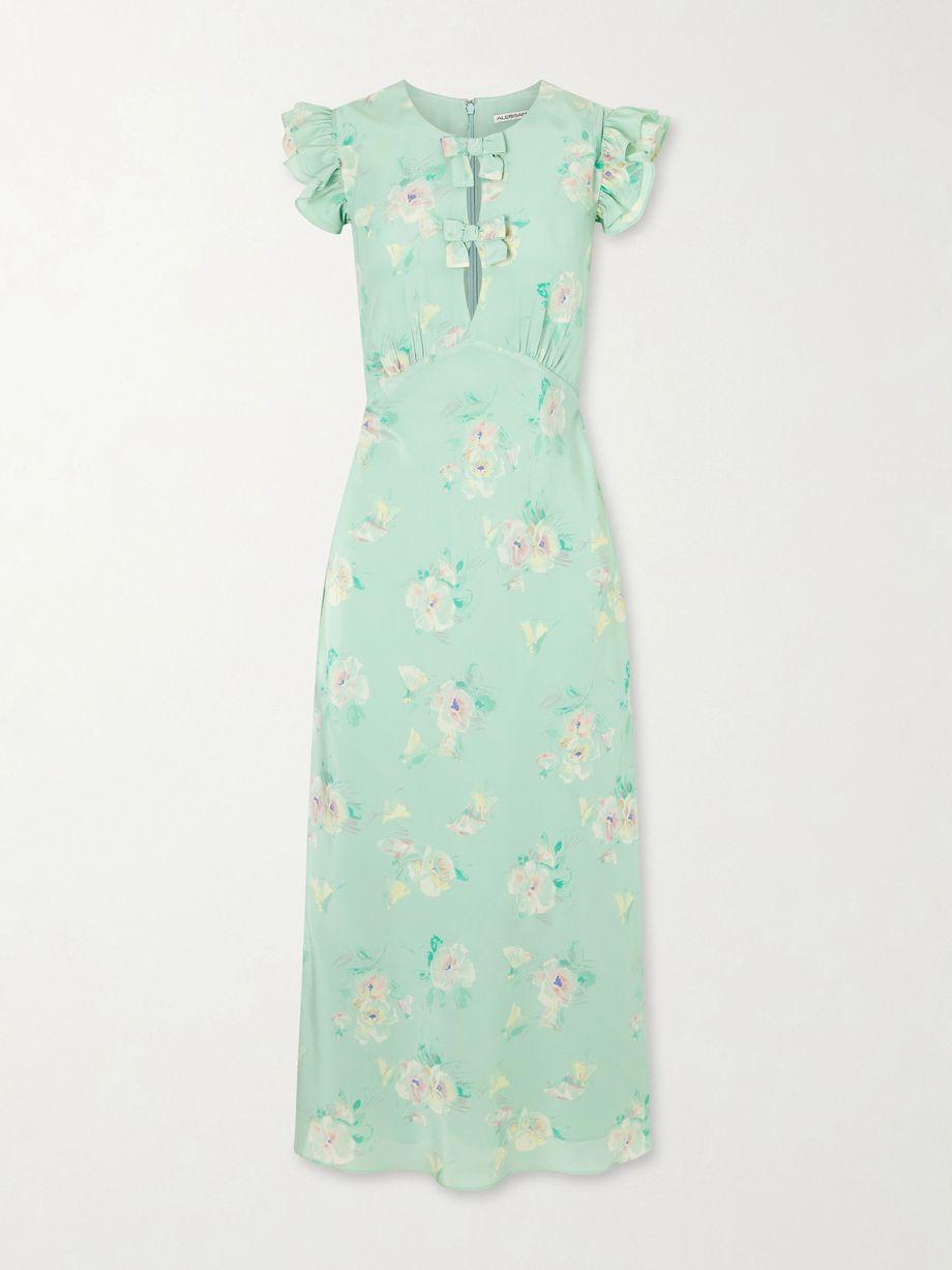 Floral-print ruffle-trim silk midi dress by ALESSANDRA RICH