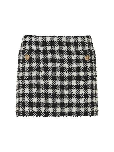 Gingham wool blend tweed mini skirt by ALESSANDRA RICH