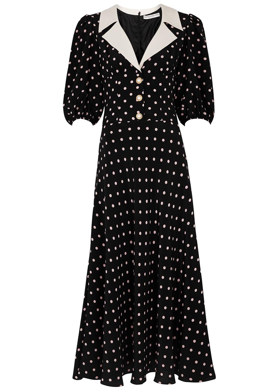 Polka-dot print silk midi dress by ALESSANDRA RICH