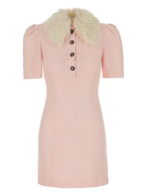button-up dress with faux fur collar by ALESSANDRA RICH