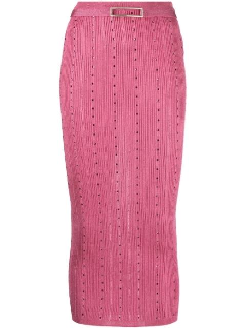 embellished knitted midi skirt by ALESSANDRA RICH