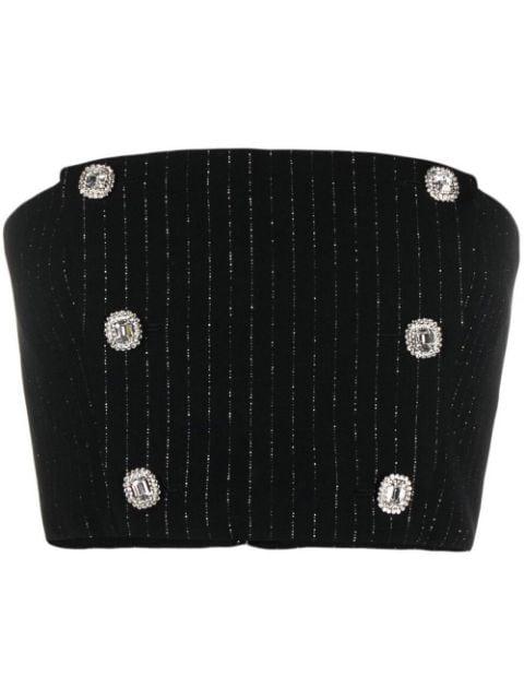 pinstripe crystal-embellished crop top by ALESSANDRA RICH