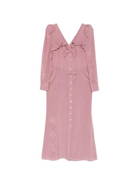 polka-dot ruffled midi dress by ALESSANDRA RICH