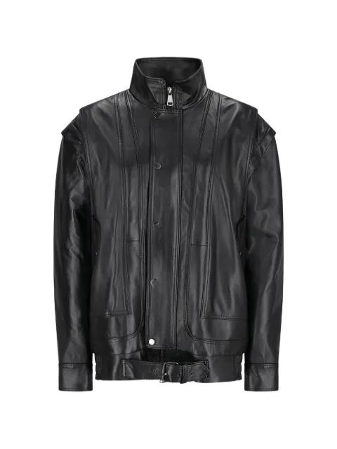 removable-sleeve leather bomber jacket by ALESSANDRA RICH