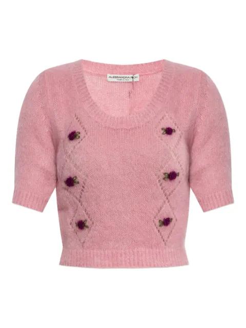 rose-embellished short-sleeved T-shirt by ALESSANDRA RICH