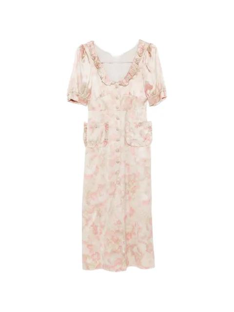 ruffled floral-print silk midi dress by ALESSANDRA RICH